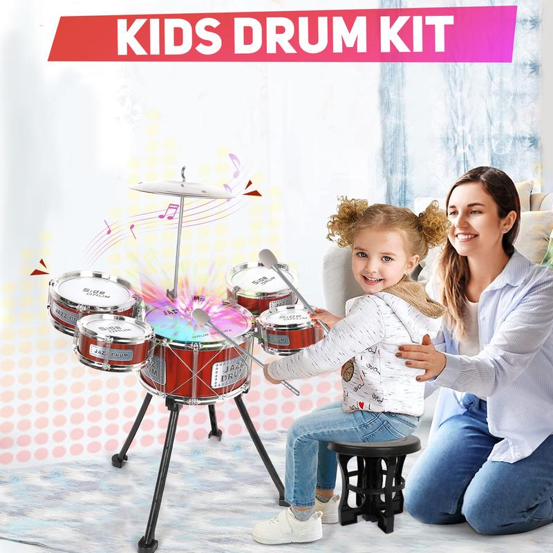 M SANMERSEN  Drum Set Jazz Drum Kit 8 Piece for Toddler Educational Percussion Musical Instruments Drum Toy Playset Xmas Gift for Boys Girls