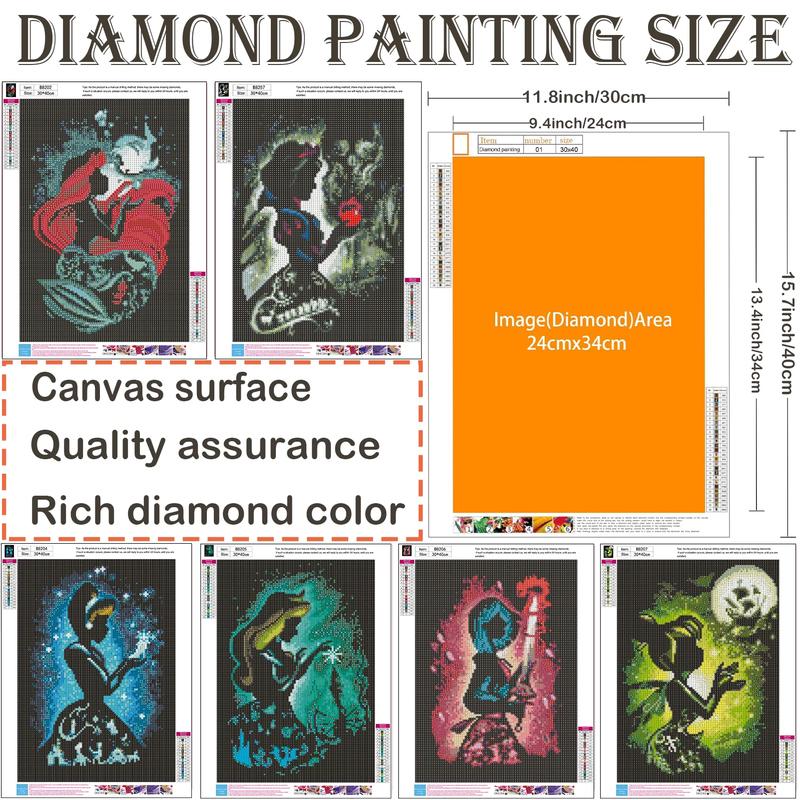 5D Adult Diamond Art Painting Kit,Villain Diamond Painting Kit-6 Pieces,Round Diamond Digital Painting Kit,Gemstone Art Painting Kit,DIY Diamond Painting Kit for Beginners (11.8x15.7 inches)