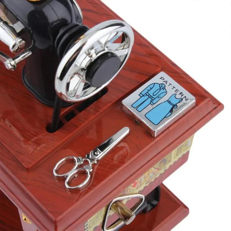 Mini Sewing Machine Design Music Box, 1 Count Clockwork Vintage Music Box Room Decor, Desktop Decorative Ornaments for Home Living Room Bedroom Office