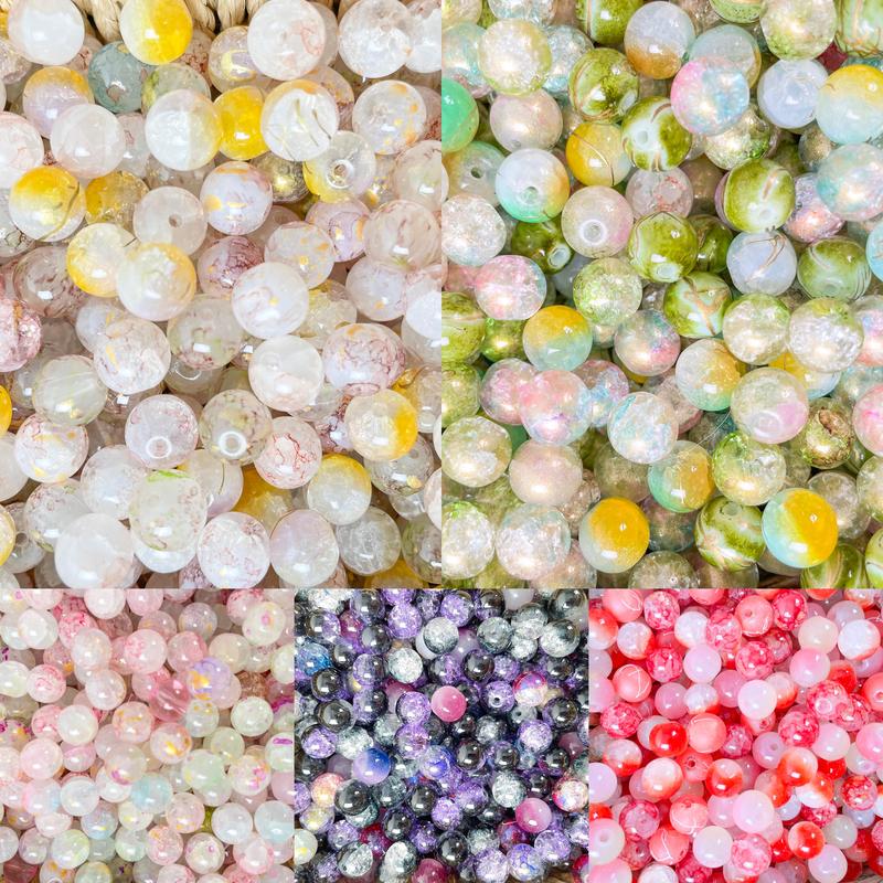 [BL-1 series]Glass Beads, Round Smooth Loose Beads for Jewelry Making Craft DIY