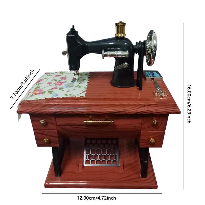 Mini Sewing Machine Design Music Box, 1 Count Clockwork Vintage Music Box Room Decor, Desktop Decorative Ornaments for Home Living Room Bedroom Office