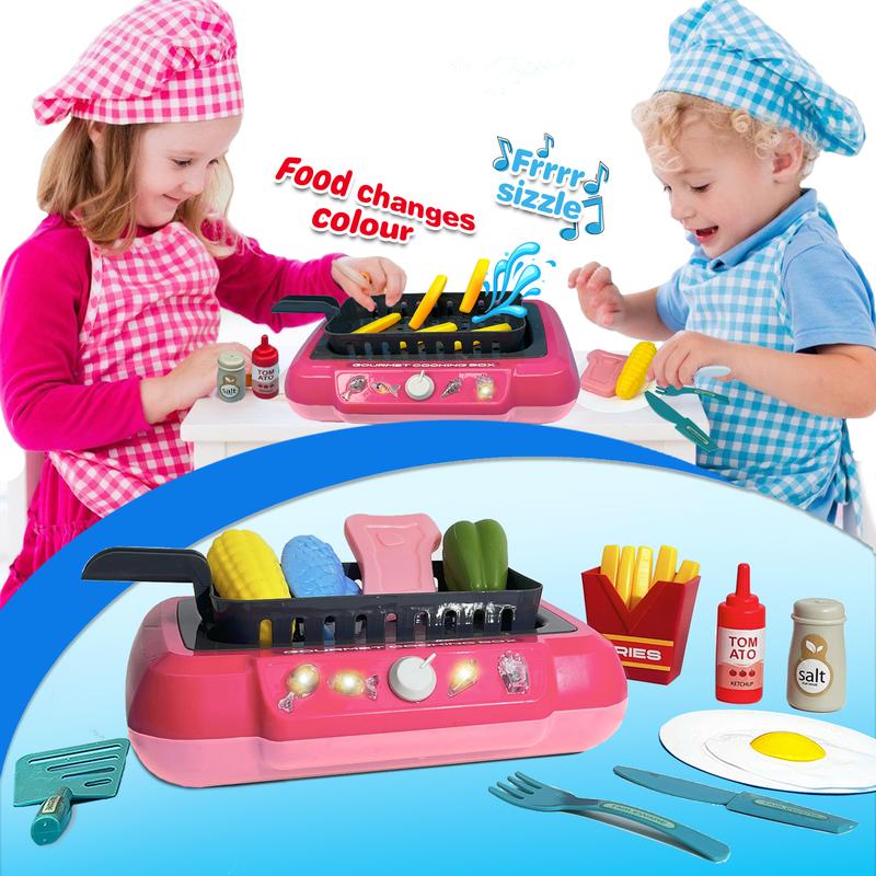 Color Changing Kids Food Fryer Pretend Play Toys for kids 3 - 8 Years Gourmet Cooking Box Tiktok hot toys, gift for boys and girls