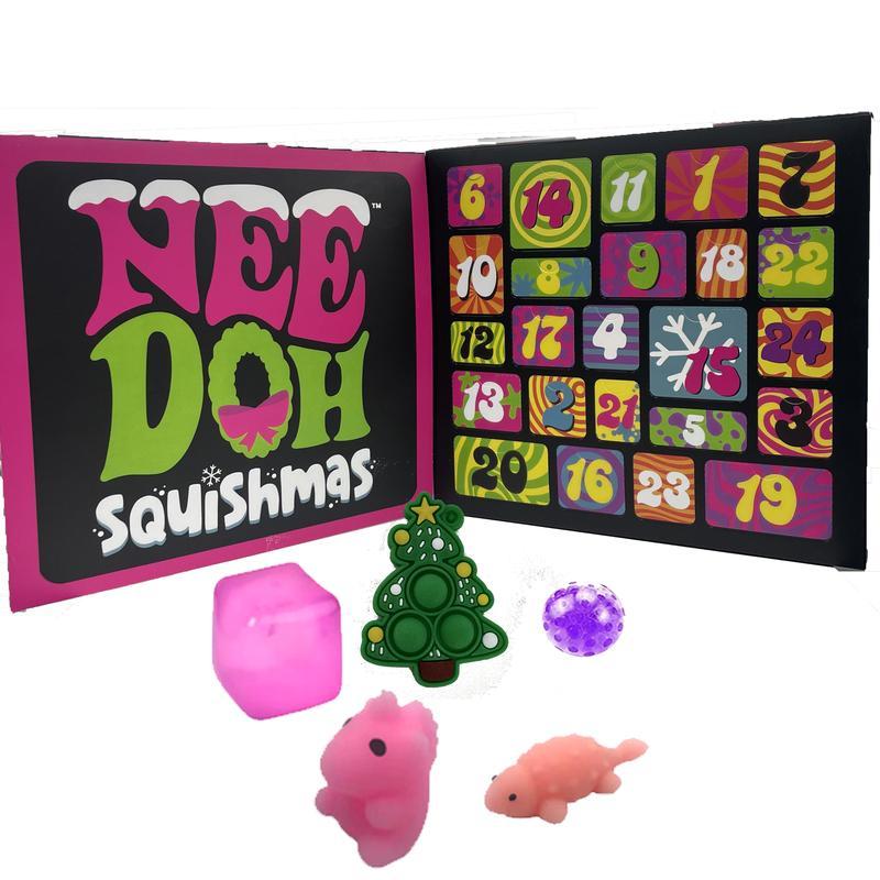 Schylling NeeDoh Squishmas Countdown Advent Calendar - New Edition with 24 Mini Stress Relief Squeeze Toys - Christmas Holiday Fun for All Ages