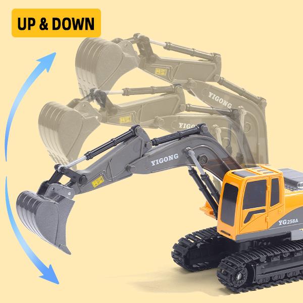 RC Excavator Remote Control Excavator Toy for Boys Full Function Construction Vehicles Toys with Shovel for Outdoor Play Sandbox Digger Toys Gifts for you white city simulation rc power