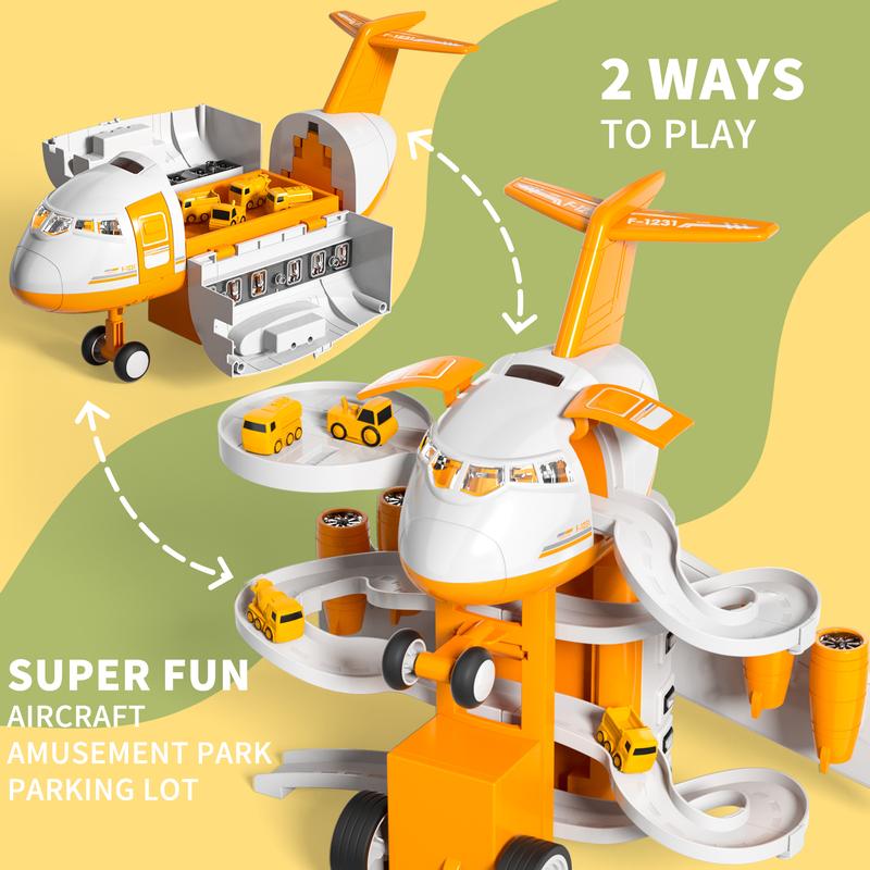 Flying Toys Multifuntional Airplane Toyset with Road Signs, Inertial Cars & Map