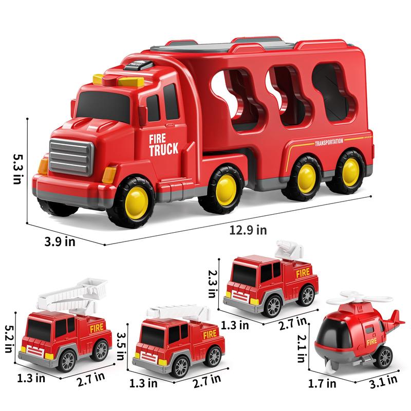 Fire Toys s s - 5 in 1 Carrier Truck Transport, Friction Power Vehicles s, Christmas Birthday Gifts