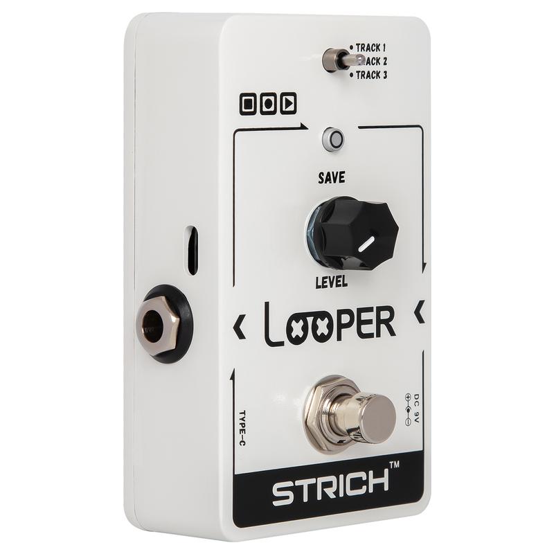 STRICH Looper Guitar Effect Pedal with 3 Slots For Saving Loop Tracks, USB for Audio Import Export, 90mins