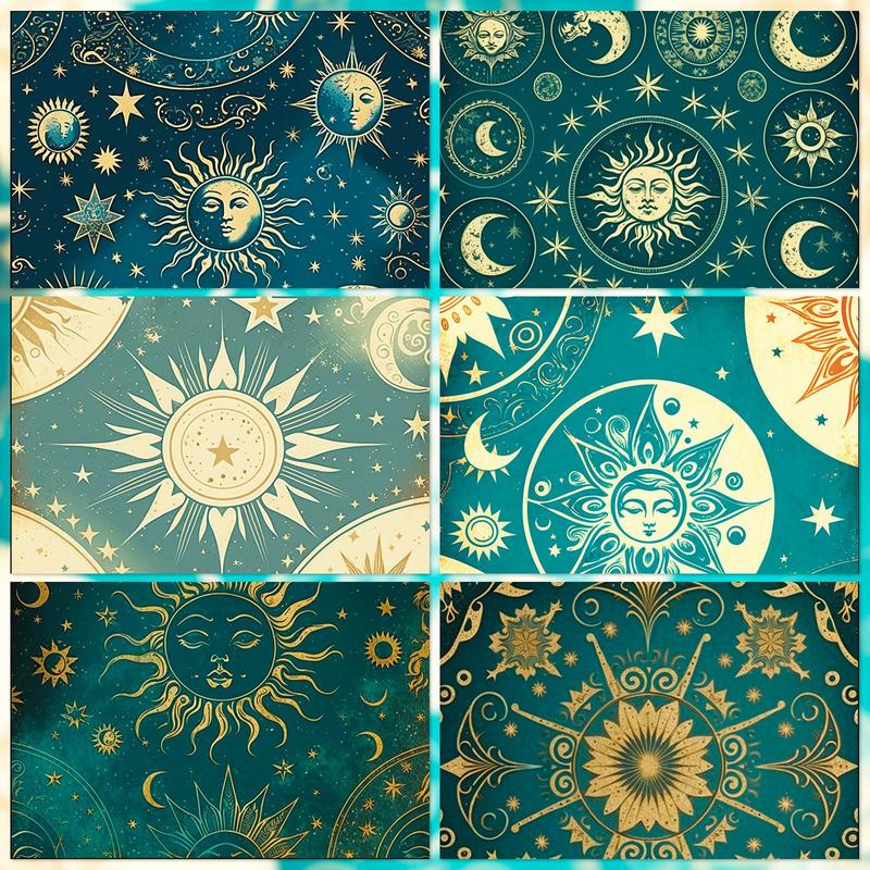 Starry Sky Pattern Diy Material Paper, 12pcs pack Scrapbooking & Journal Making Material Paper, Diy Decorative Supplies for Home & Office