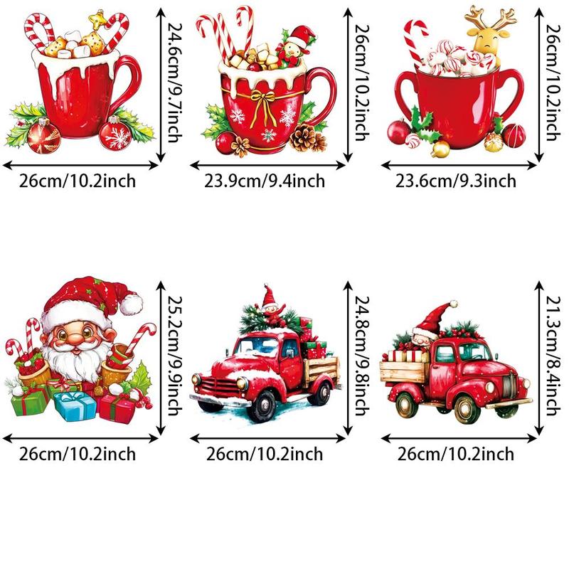 Cartoon Christmas Themed Pattern Heat Transfer Sticker, 6 Counts set DIY Heat Transfer Sticker, DIY Clothing Decoration for T-shirt, Jeans, Jacket, Bag, Hat