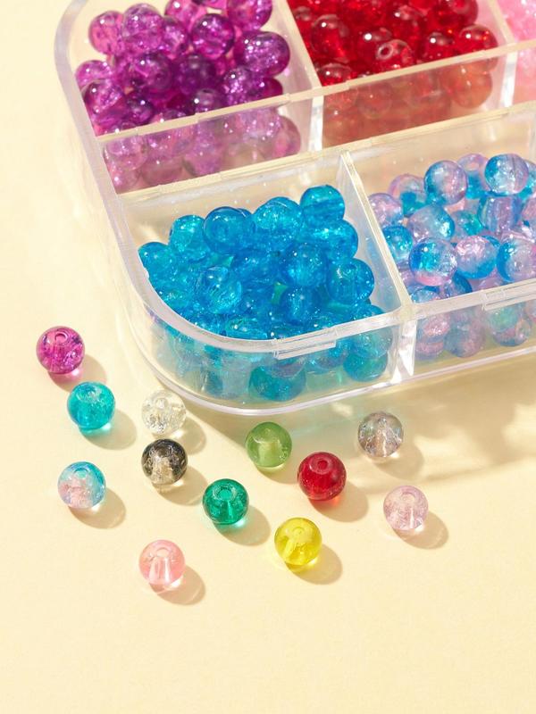 840pcs box 12 Colors Fashionable 4mm DIY Bead For Women For DIY Jewelry Making, Spray Painted Crackle Glass Beads, Strands Round Mixed Color Minimalist DIY Bead