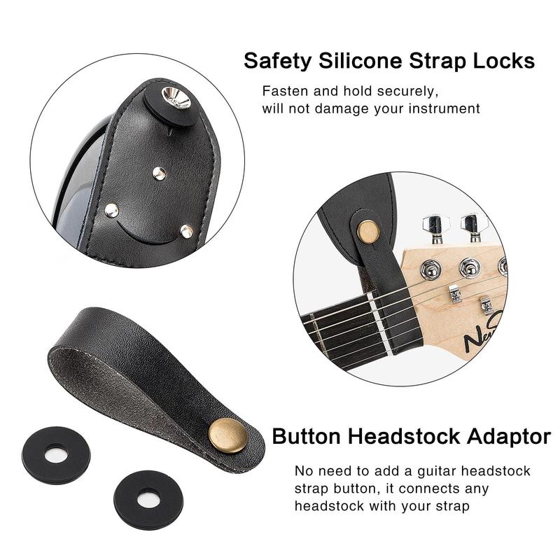 Boho Style Guitar Strap (10pcs), Guitar Straps with 3 Pick Holder, Strap Button Headstock Adaptor, Strap Lock & 5 Guitar Pick for Electric Acoustic Guitar