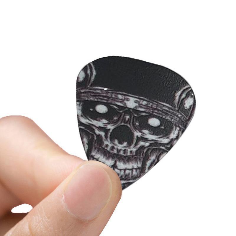 Guitar Pick Set with Storage Box, 30pcs Halloween Guitar Accessories for Beginner, Punk Skull Pattern Guitar Pick for Bass Guitar, Electric Guitar