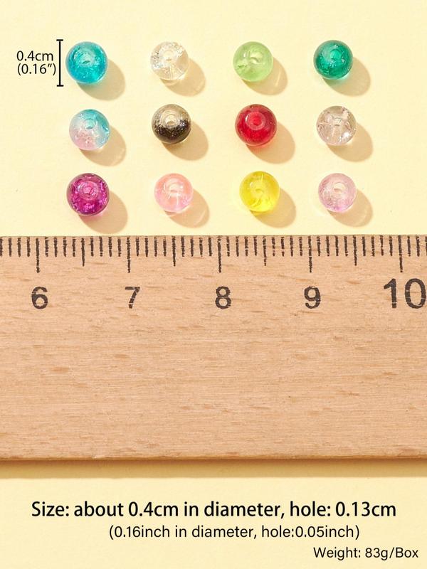 840pcs box 12 Colors Fashionable 4mm DIY Bead For Women For DIY Jewelry Making, Spray Painted Crackle Glass Beads, Strands Round Mixed Color Minimalist DIY Bead