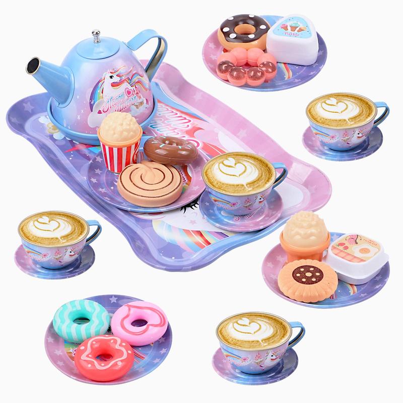 Unicorn Tea Party Pretend Play Set 27 counts For Princess Kitchen Pretend Play Sets Learning Educational Toy Birthday  Christmas Gifts