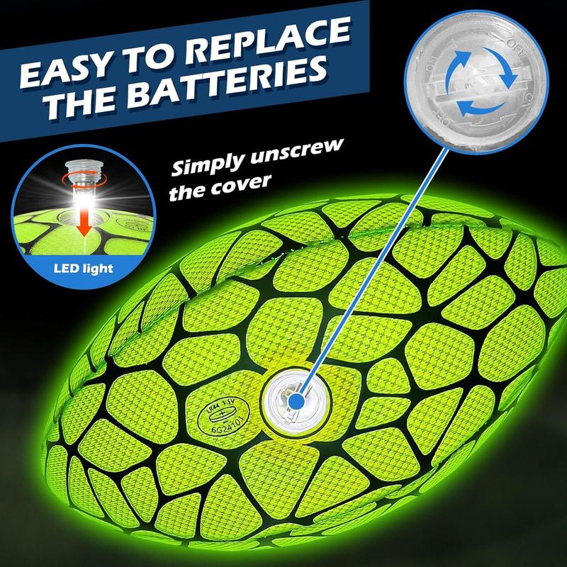 Glow in The Dark Football -  Grip Light Up Football  Stuff  Balls for Boys  Teenage Junior Youth  Outdoor Christmas Birthday Gifts for  6-8 8-12 13 + Year Old No.6