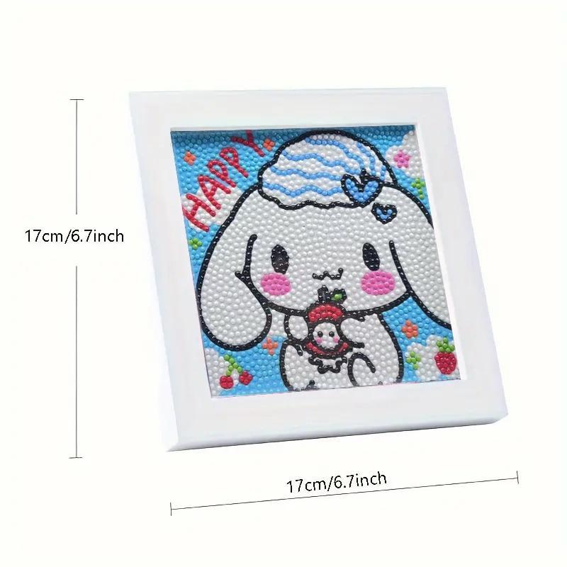 Sanrio Cartoon Rabbit Pattern DIY Diamond Art Painting Kit with Frame, 5D Diamond Art Painting Kit, DIY Wall Art Decor for Home, Living Room, Bedroom