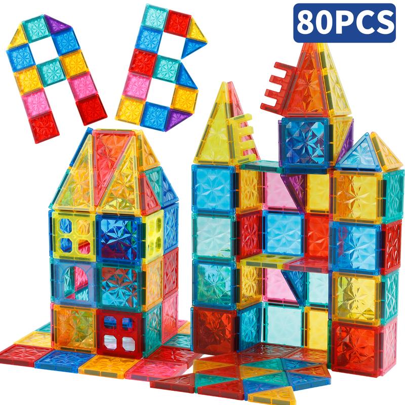 Crystal Magnetic Tiles for Kids - STEM Educational Magnet Building Blocks Set, 4D Diamond Cut Design