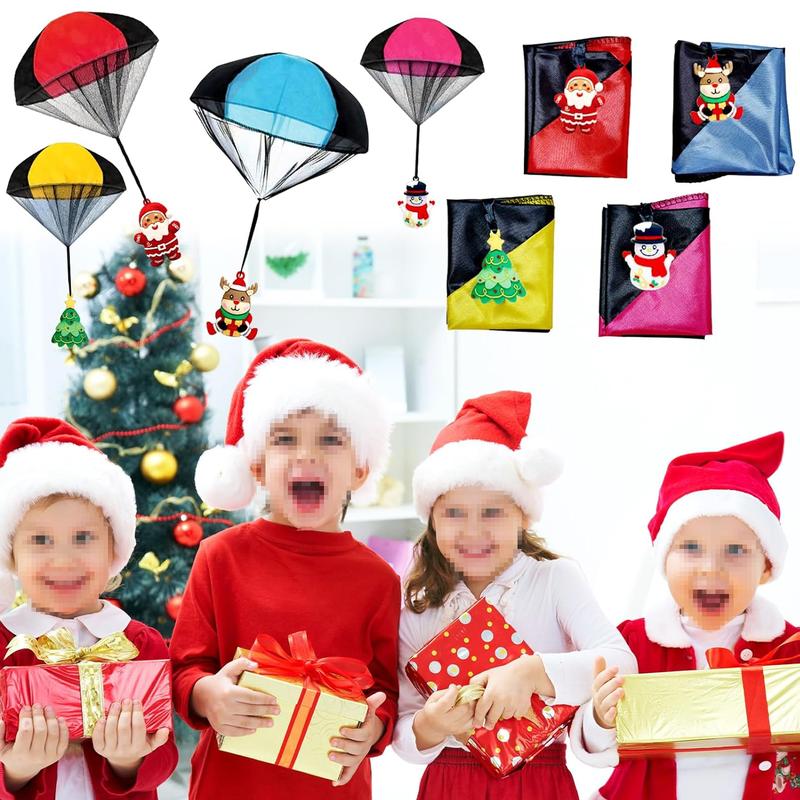 Parachute Toys, 4Pcs Christmas Parachute Toys for Kids Girls Boys, Stocking Stuffers for Kids, Hand Throw Flying Toys for Christmas Party Favors Xmas Gifts Goody Bag Filler