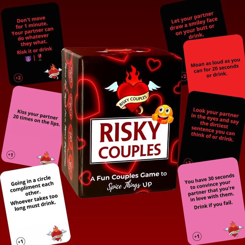 RISKY COUPLES - Super Fun Couples Game for Date Night: 150 Spicy Dares & Questions for Your Partner. Romantic Anniversary & Valentines Gifts. Card Game for Couple