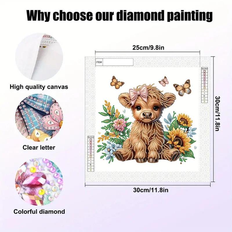 Cute Cow Pattern DIY Diamond Arts Colorful Painting Kit without Frame, DIY 5D Diamond Arts Colorful Painting for Home Wall Decor