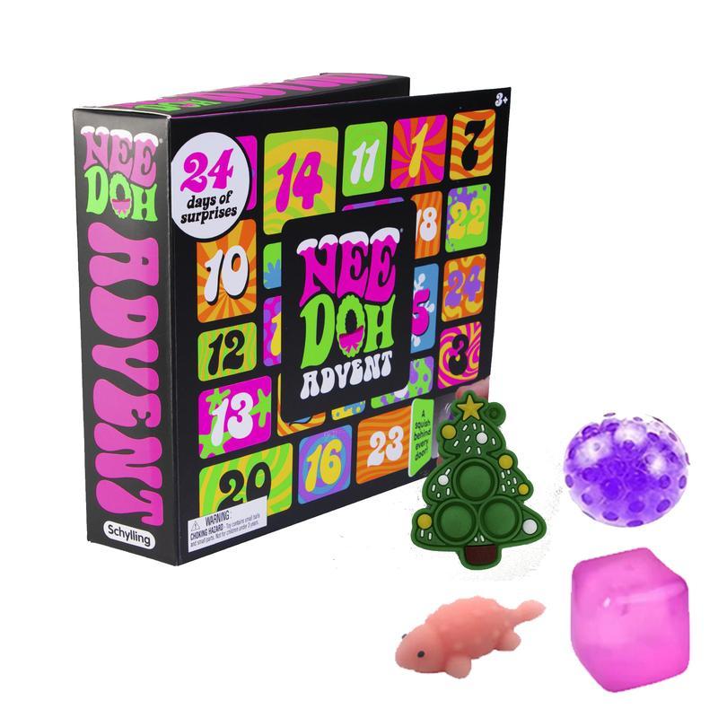 Schylling NeeDoh Squishmas Countdown Advent Calendar - New Edition with 24 Mini Stress Relief Squeeze Toys - Christmas Holiday Fun for All Ages