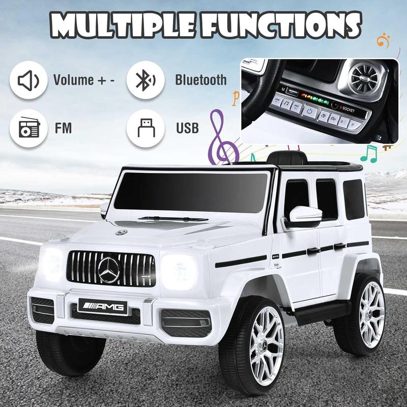 Licensed Mercedes-Benz G63 Kids Ride-On Car, 12V Electric Vehicle with Remote Control, Spring Suspension, Music, Horn, Safety Lock, Perfect Gift for Boys and Girls