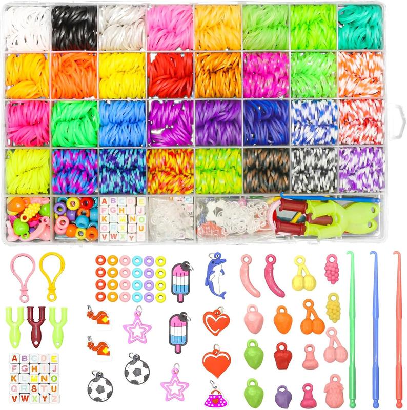 2500+ Rubber Band Bracelet Kit in 32 Color, Loom Refill Bracelet kit, Loom Bands Kit, Bracelet Making Kit Rubber Band for Weaving DIY Crafting Birthday and Christmas Gift