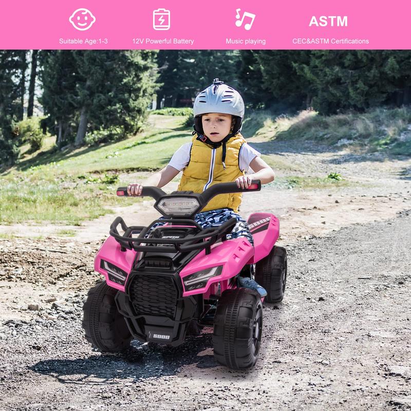 6V Electric Kids ATV Quad with Headlights, MP3, USB - For 18-36 Month Boys and Girls