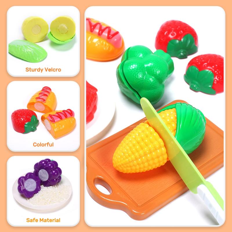 Play Kitchen Accessories Toy, Play Food Sets for Kids Kitchen, Kids Kitchen Set for Kids with Play Pots, Pans, Kids Kitchen Playset, Play Kitchen Toys for Girls Boys