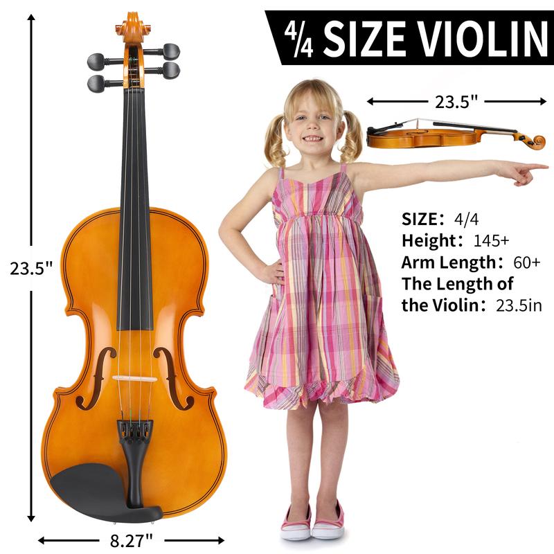 Full Size 4 4 Violin Set for Adults Beginners Students with Hard Case,Violin Bow,Shoulder Rest,Rosin,Extra Strings and Sordine