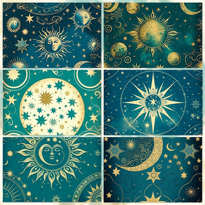 Starry Sky Pattern Diy Material Paper, 12pcs pack Scrapbooking & Journal Making Material Paper, Diy Decorative Supplies for Home & Office