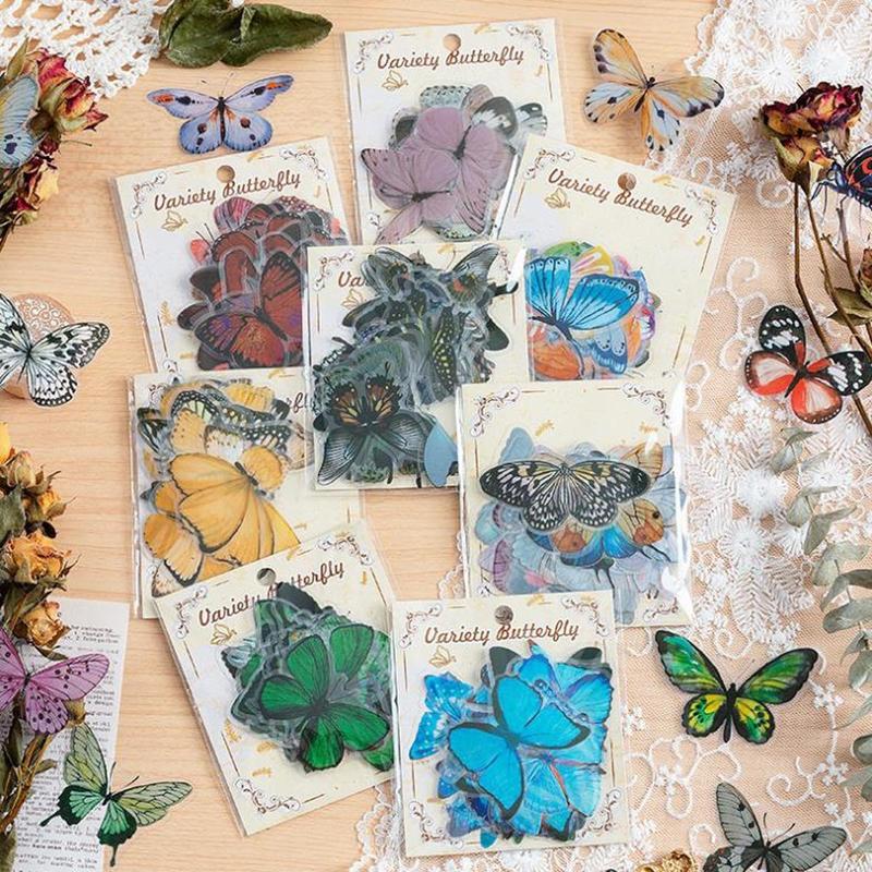 40pcs set Butterfly Sticker Set, Aesthetic Stickers For Scrapbook Journal Card Decor