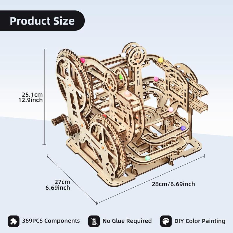 3D Wooden Puzzle Marble Maze Puzzle Craft Toy - Wooden Mechanical Puzzle Assembly Model Building Kit, Gift for Adults and Teens Boys and Girls, DIY Wooden Puzzle Hobby Toys