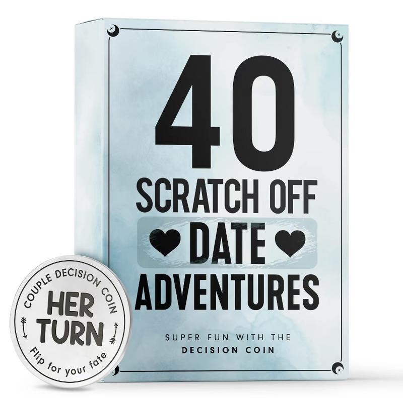 LOVEVIBE Date Night Ideas Card Game - 40 Scratch Off Dating Ideas with Decision Coin-Couples Gift