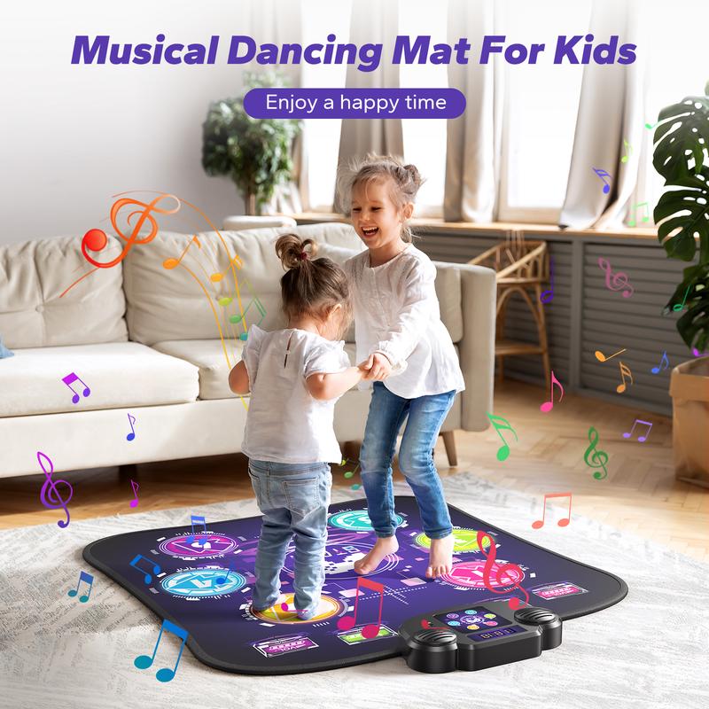 MERACH Dance Mat Bluetooth Electronic Dance Pad with Light-up 6-Button 8-Button Built-in Music Dance Game Toy Gift for Kids Girls Boys 3-12 Years Old