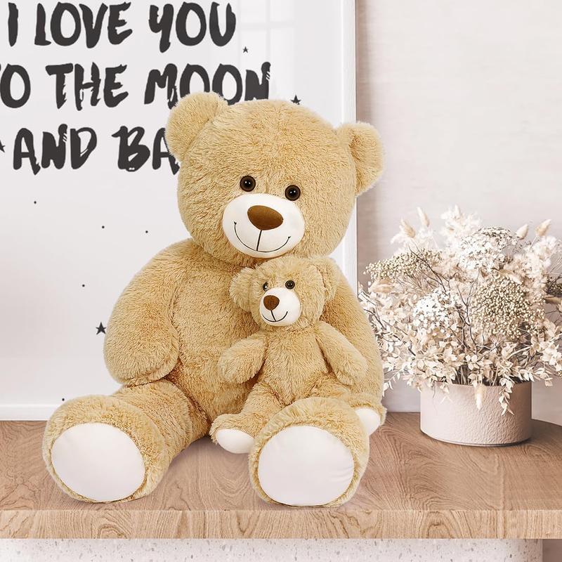 SNOWOLF 39” Giant Teddy Bear with Baby Bear Stuffed Animal Plush Toy for Kids Girlfriend Gift for Party Baby Shower Valentine Christmas