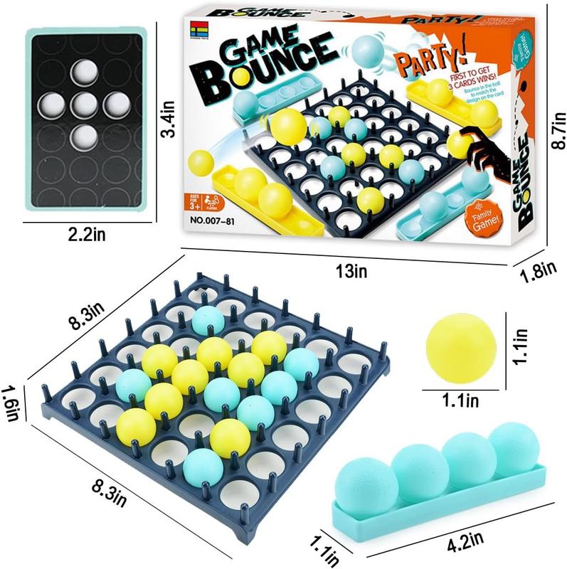 Bounce Ball Game with Family,Adults,Teens and Children,Connect Ball Board Games Table Game Toys,with 9 Cards with Different Patterns,16 Balls and 1 Game Grid,The Perfect Holiday Toy for Kids