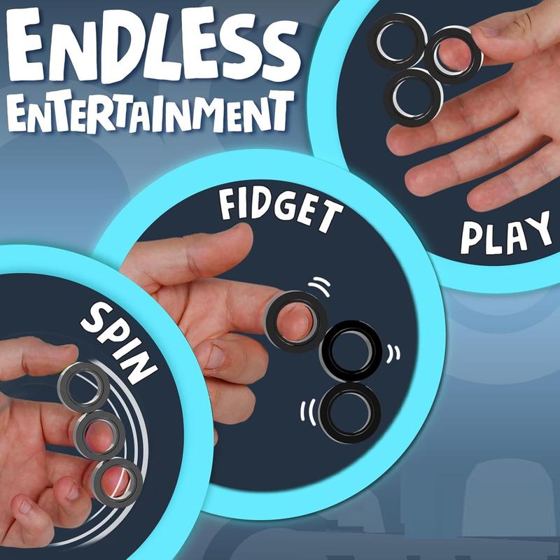 Fidget Toys Adults - Magnetic Fidget Rings - Stocking Stuffers for Adults - Addictive Fidget Toy for Boys & Girls - Great Teen Gift - Black