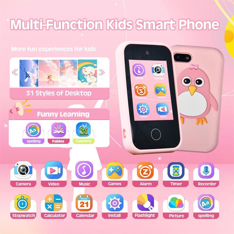 KGG Smart Electronic Learning Device, Student Funny Learning Education Phone Tool, Mini Phone Toy with 32G SD Card & Games & Alarm Clock & Calculator