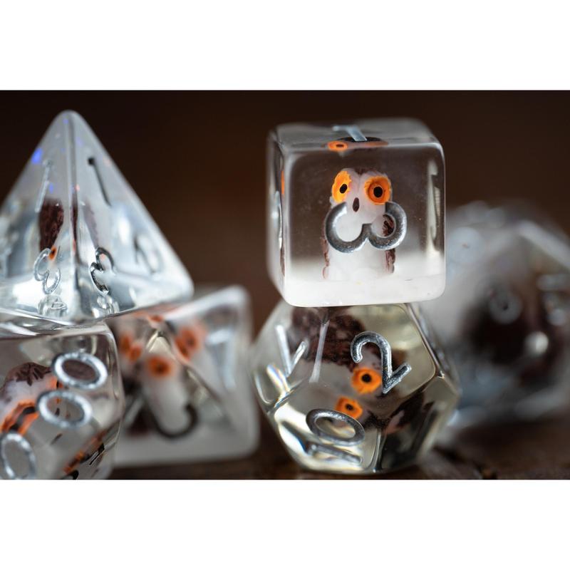 DnD dice sets: Tiny Talons Owl Dice Set: Cute Polyhedral DnD Dice - Perfect Gift for Owl Lovers and D&D Players