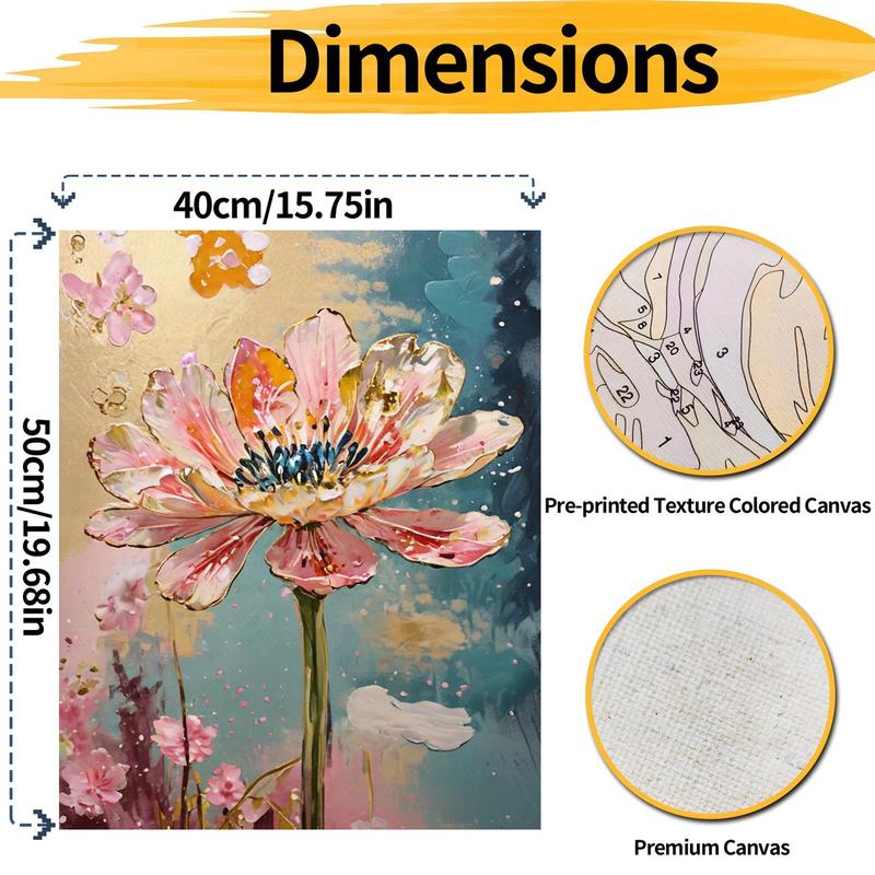 Flower Pattern DIY Painting By Numbers Kit Without Frame, 1 Set DIY Paint By Numbers Kit, Wall Art Decoration for Home Living Room Bedroom