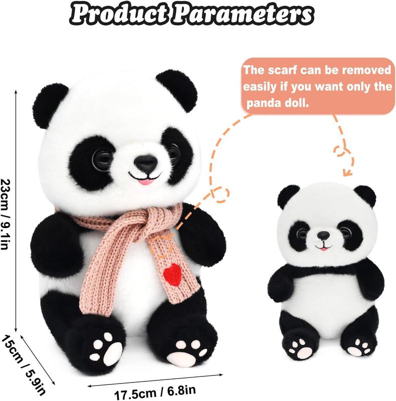 9.8'' Panda Dolls with Love Heart Scarf, Soft Stuffed Plush Animal Toys Plushies Valentines Day Decor Birthday Gifts for Her Girlfriend Lover Mom Kids (Pink)