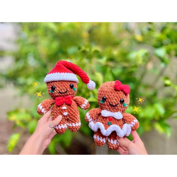 Gingerbread Man and Woman Crochet, Christmas Crochet, Cute Xmas Crochet (Handmade goods will be made by hand so the production time will be a little longer)