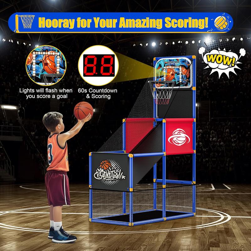 Kids Arcade Basketball Hoop with 4 Balls, Indoor Outdoor Single Shot Basketball Game for Toddler,Carnival Games Sport Toys Gifts for Boys Girls Ages 3-8 Years Old,Ideal for Competition