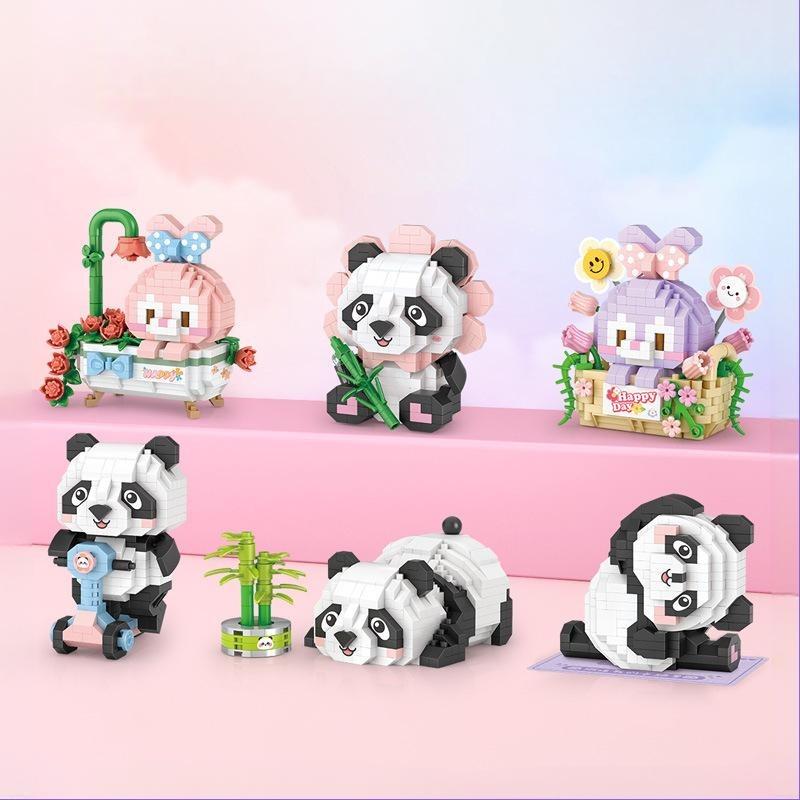 Mini Building Blocks Cute Animal Sets,Flower Rabbit Model,Panda Model,Party Favors,,Creative Decorative Ornaments, Birthday for Boys and Girls