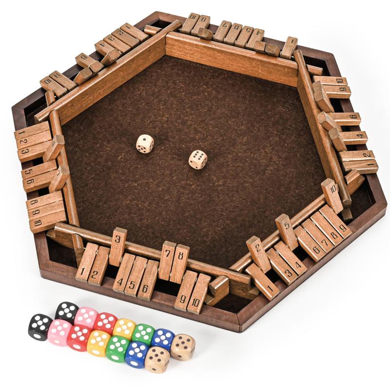 ropoda Shut The Box Game, Upgraded 1-6 Player Shut The Box for Adult and Kids, Shut The Box Game Wooden Dice Game -Addition Training, Fun for Family Game Night-Vintage Style