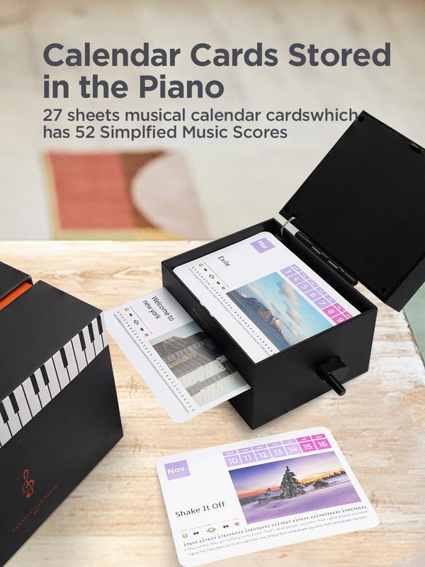 Piano Calendar 2025,Desk Calendar,Rechargeable Mini Piano With 52 Music Scores in 27 Cards,Christmas Gift,Creative Gift,Birthday Gifts,Gift for Family and Friends