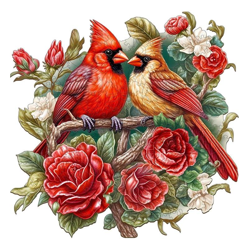 Beautiful Cardinal Wooden Jigsaw Puzzle for Kids and Adults