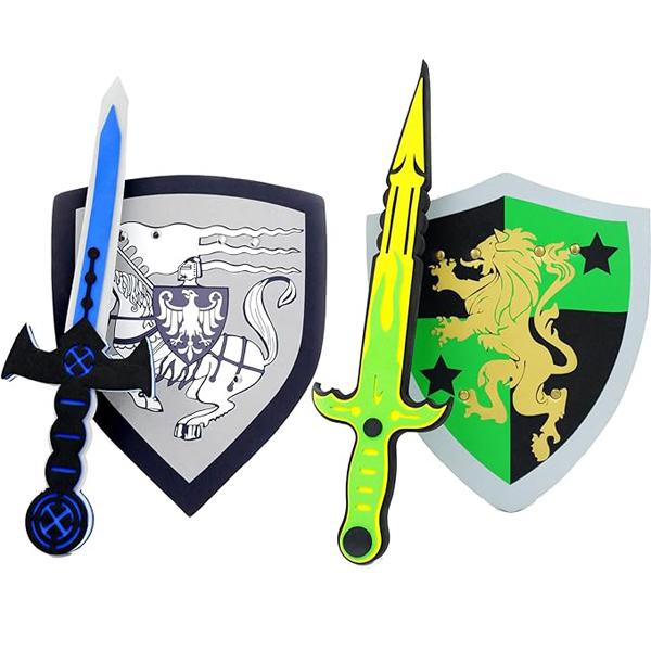 Word And Shield Play Set,Children's Foam Toy White Eagle and Golden Lion Shield SetUnique Sword and Shield Design,Foam Weapons,Pretend Play Weapons