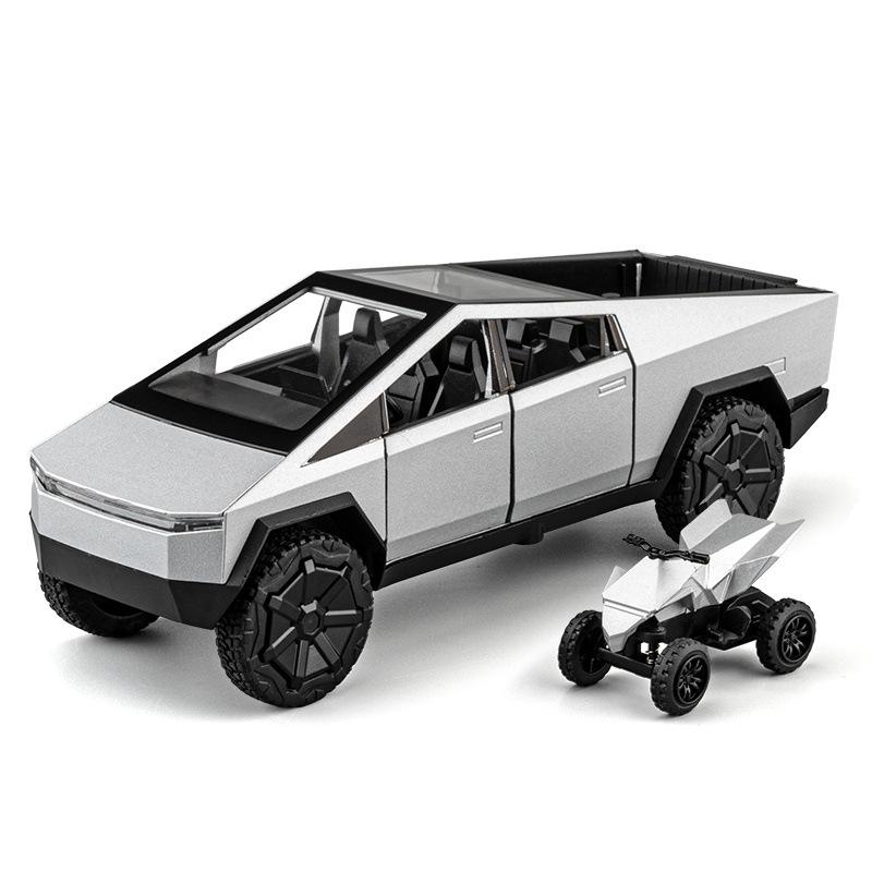 Tesla Cybertruck Pickup 1:32 Scale Model with Lights, Sounds, and Pullback Action – Ideal for Kids and Collectors Looking for Realism